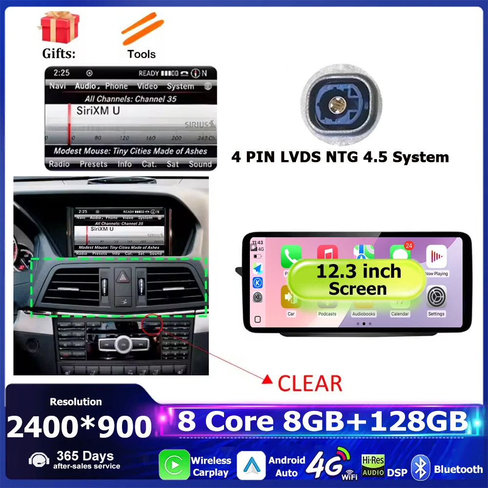 Android 16 Voor Mercedes Benz E Klasse C207 W207 A207 2009-2016 Autoradio Multimedia Stereo GPS 4G Draadloze CarplayPlayer WiFi