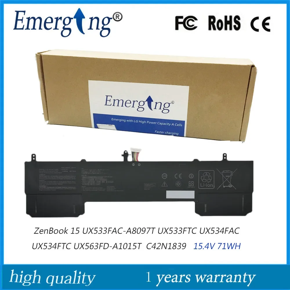 Imagem -01 - Bateria do Portátil 15.4v 71wh para Asus Zenbook 15 Ux533fac-a8097t Ux533fc Ux534fc Ux534fc Ux563fd A1015t bateria do portatil 154v 71wh para asus zenbook 15 ux533fac a8097t ux533fc ux534fc ux534fc ux563fd a1015t 01