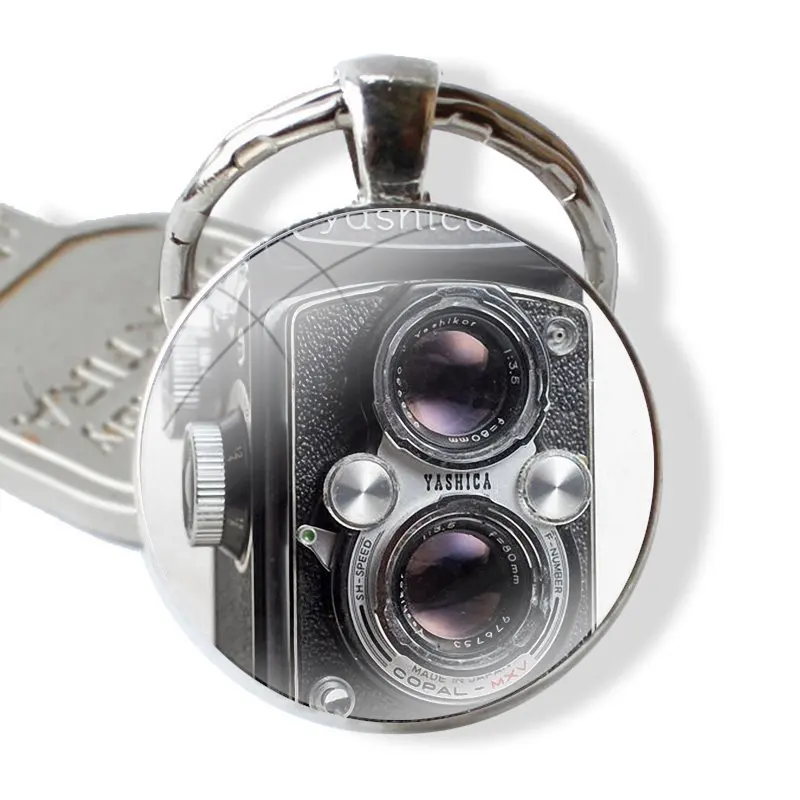 Rolleiflex Vintage Retro Camera Keychain Handmade Glass Cabochon Key Ring Holder Pendant Key Chains