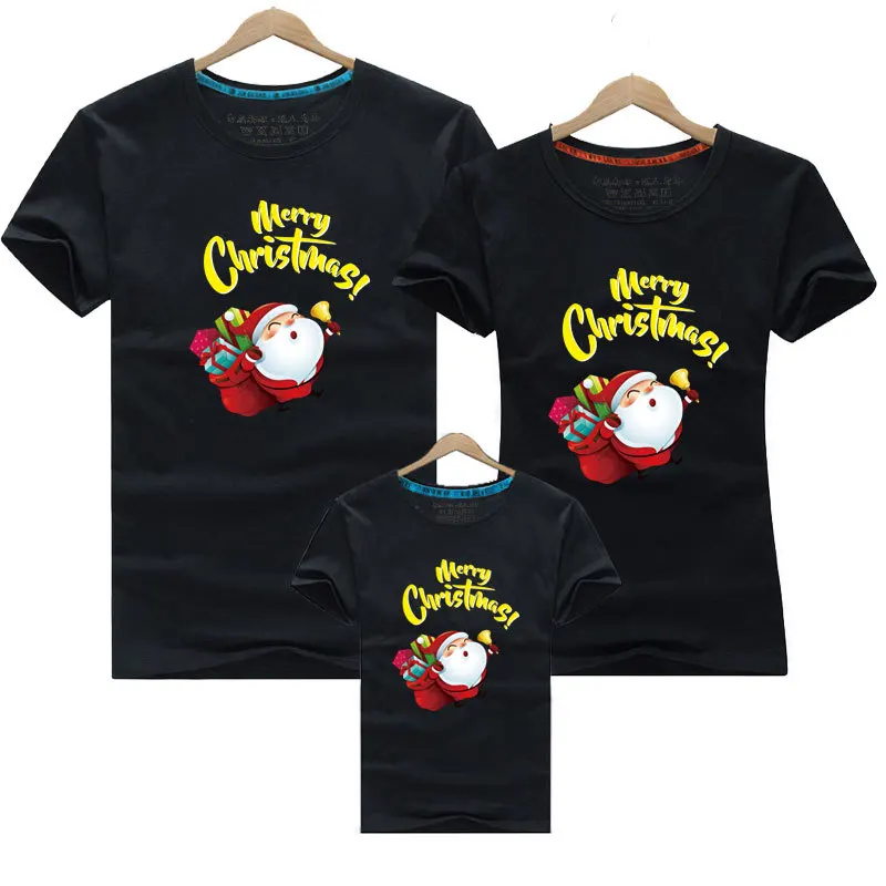 Merry Christmas Family Matching T-shirts Mom Dad Son and Kids Tops Kids Couple Tees Clothes