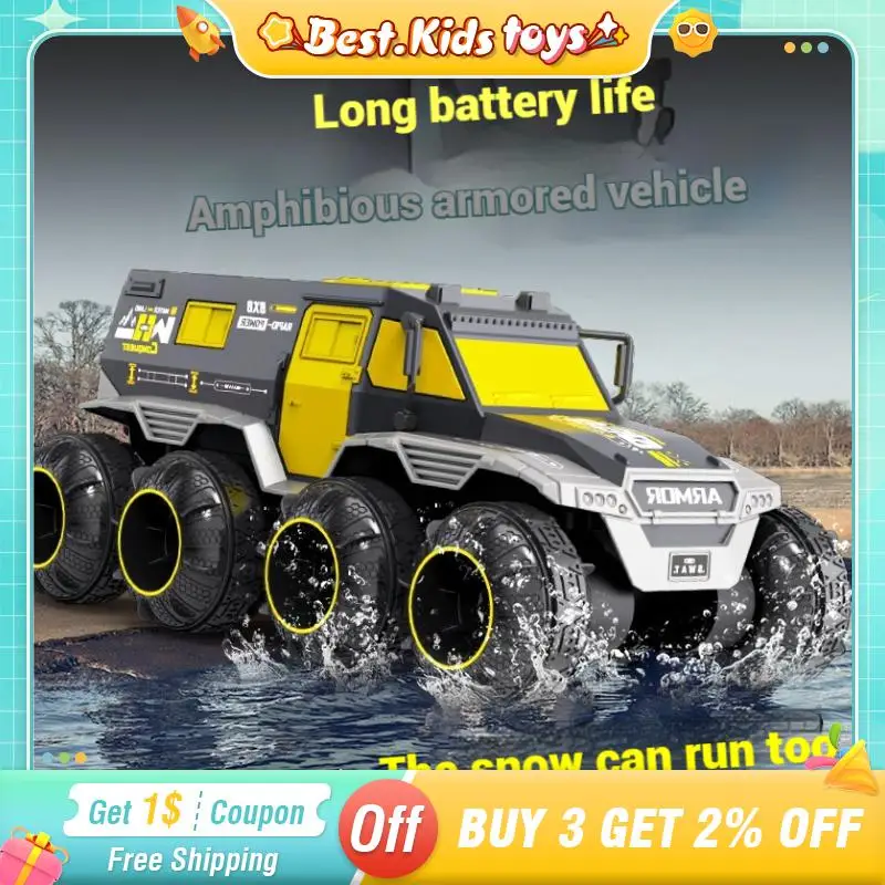 

1/14 радиоуправляемая трюковая машина-амфибия, внедорожный автомобиль с вращением на 360 градусов, пульт дистанционного управления, 8-колесный привод, восхождение, водонепроницаемый автомобиль, детские игрушки, подарок для мальчика