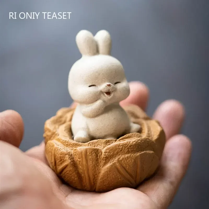 

Chinese Yixing Purple Clay Tea Pet Lucky Rabbit Cabbage Model Ornaments Handmade Sculpture Tea Figurine Craft Tea Set Decoration