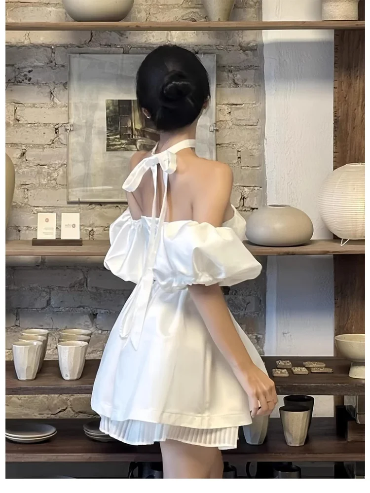 Vestidos de fiesta con hombros descubiertos para adolescentes Vestido de fiesta de cóctel de graduación corto sin tirantes con volantes de satén