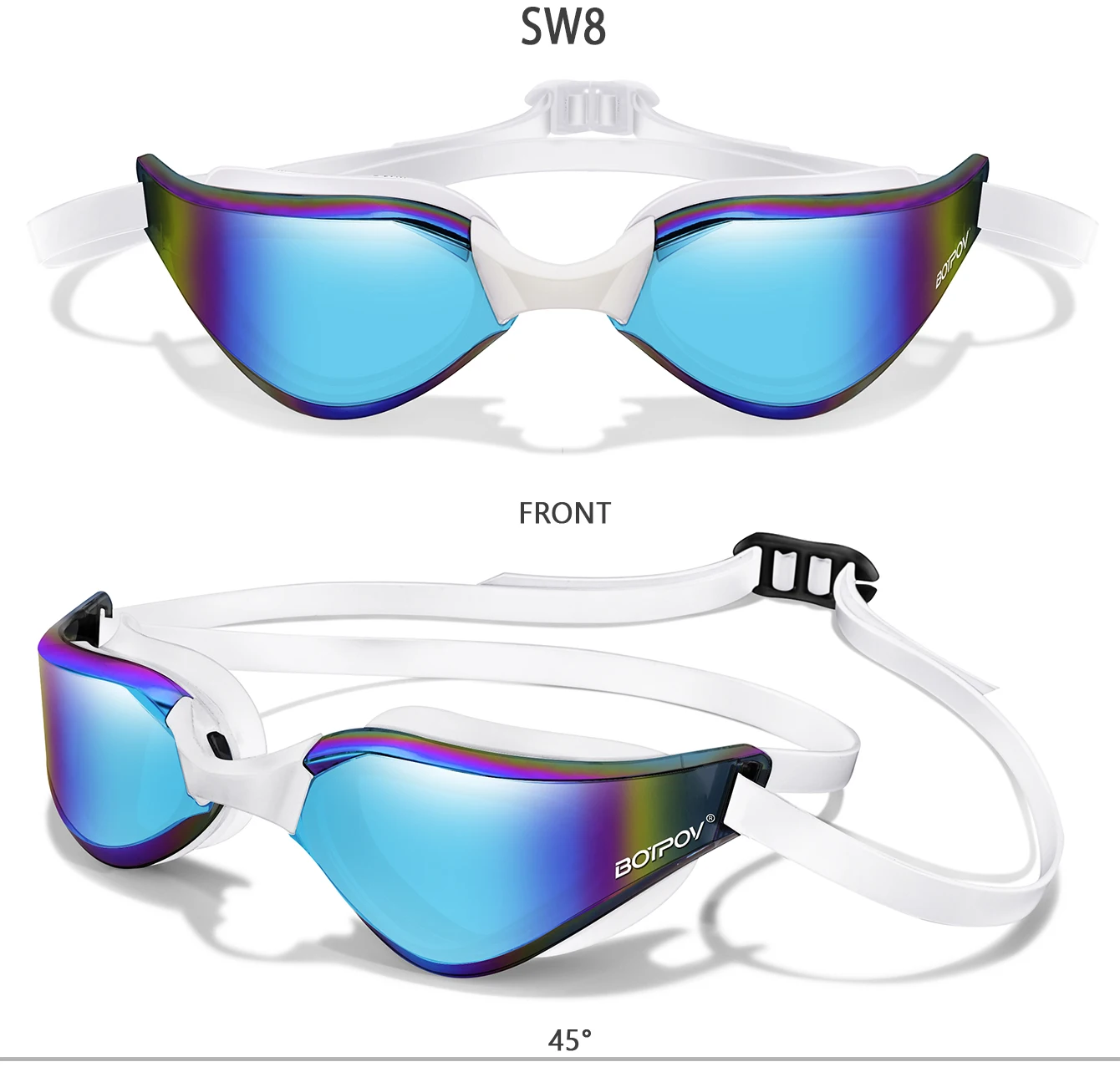 Schwimmbrille, beschlagfrei und klare Sicht, kein Auslaufen, schnell verstellbarer Riemen in verschiedenen Linsenfarben – Detail 12