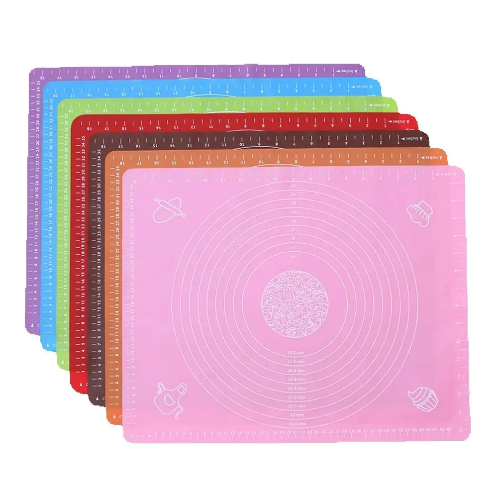 Tapete de silicona para hornear de 5 tamaños, lámina para amasar, tapete para pizza, antiadherente, para hacer pasteles, utensilios de cocina
