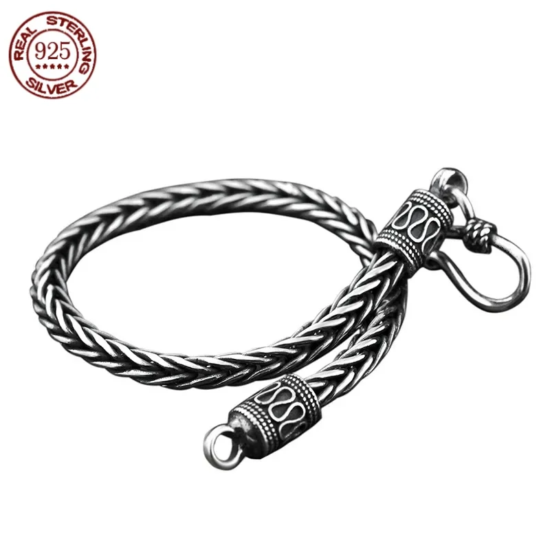 

S925 Sterling silver Papas Men's and Women's Bracelet Fashion classic retro simple keel bracelet personalized jewelry gifts