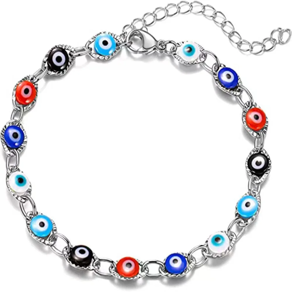 WG 1pc　Minimalist Two Tone Stainless Steel Evil Eye Bracelet Niche Fashion Evil Eye Bracelet Jewelry
