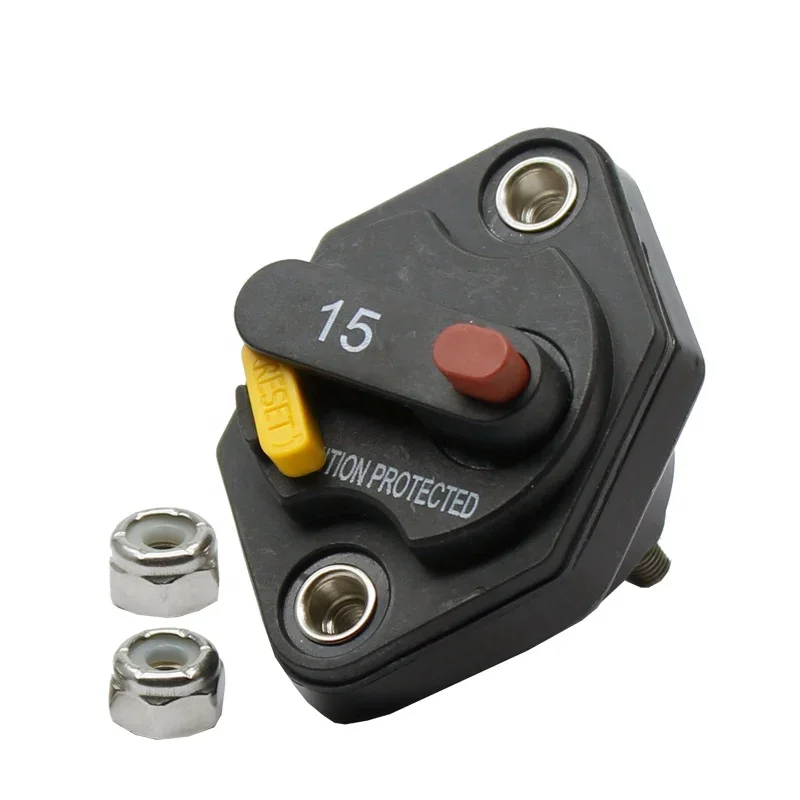 Car Audio Circuit Breaker Reset Fuse 15A for System Protection 48V Overload Protect