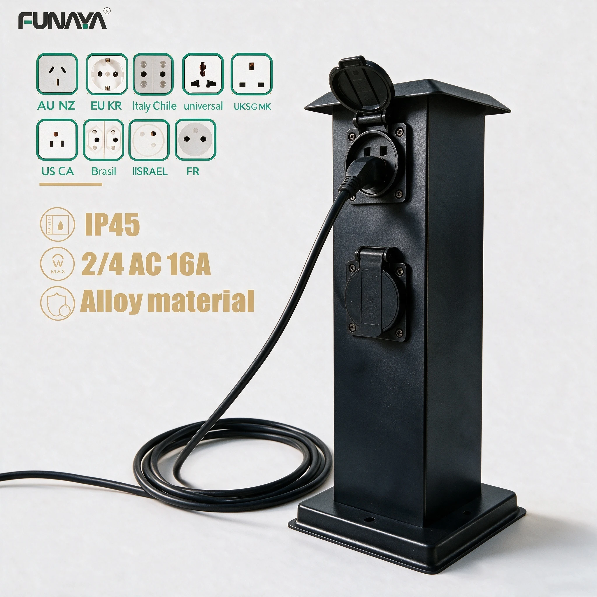 FUNAYA Waterproof Outdoor Socket EU KR/UK/US/AU/FR/Israel/universal Brazil Power Garden Outlet for Secure Externally Electrical