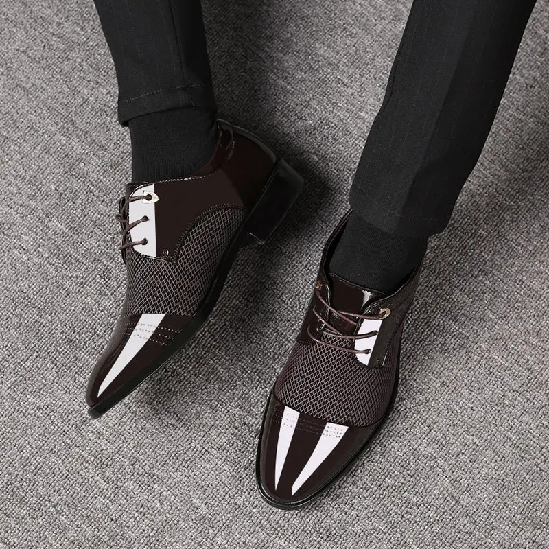 Big Size Men Dress Shoes Quality Men Formal Shoes Lace-Up Men Business Oxford Shoes Brand Men Wedding Pointy Shoes 38-48