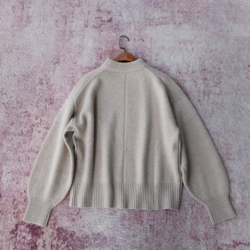 Neuer Herbst und Winter, dicker Rundhalsausschnitt, lockere Silhouette, lässiger Pullover aus 100 % Kaschmir für Damen