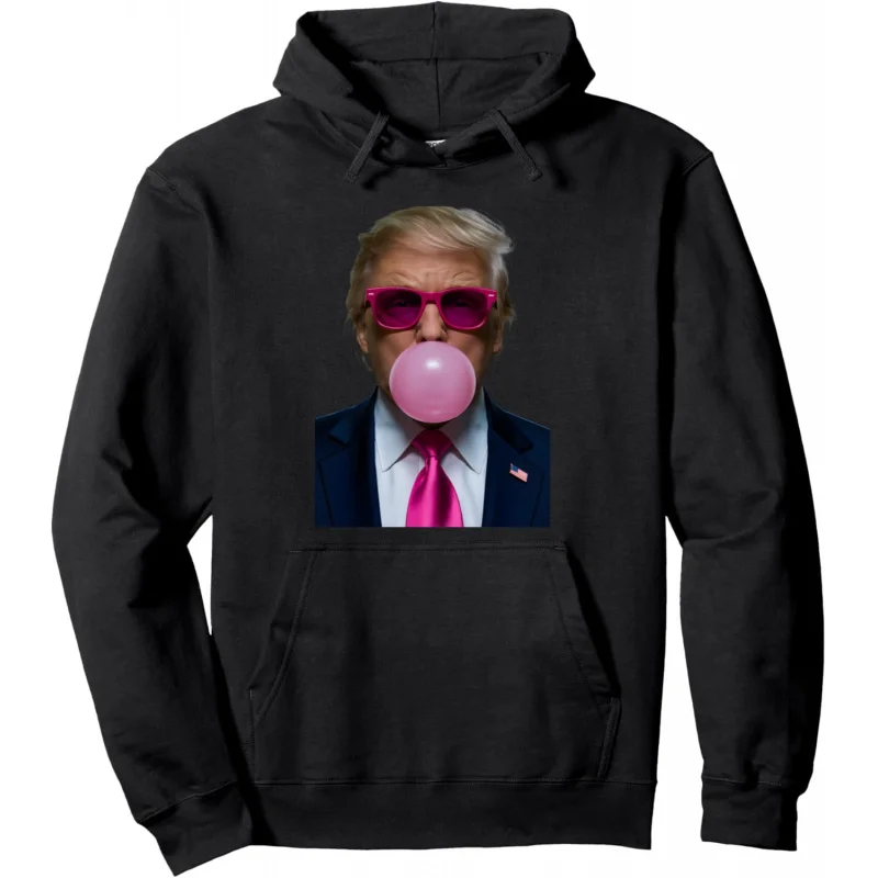 

Pink sunglasses funny Donald Trump pink bubble gum 2024 pullover hoodie loose unisex style