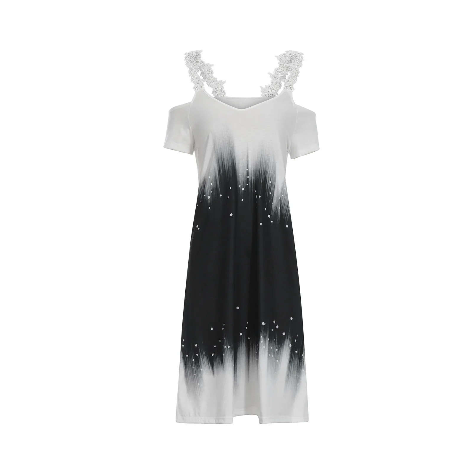 Damska Letnia Sukienka Codzienna Długa Ażurowa Krótki Rękaw Linia A Długość Plażowa Boho Impreza Eleganckie Sukienki