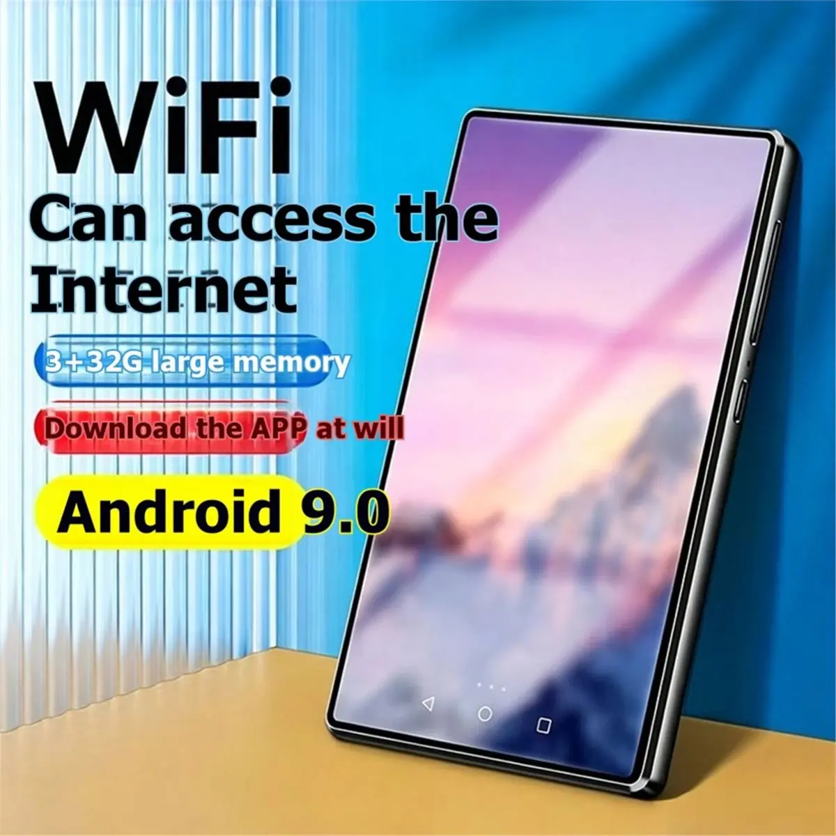 32GB MP4 Portable Player Android 9.0 with 5.0 Bluetooth and WiFi Inch Screen Audio Player TF Card Slot E-Book