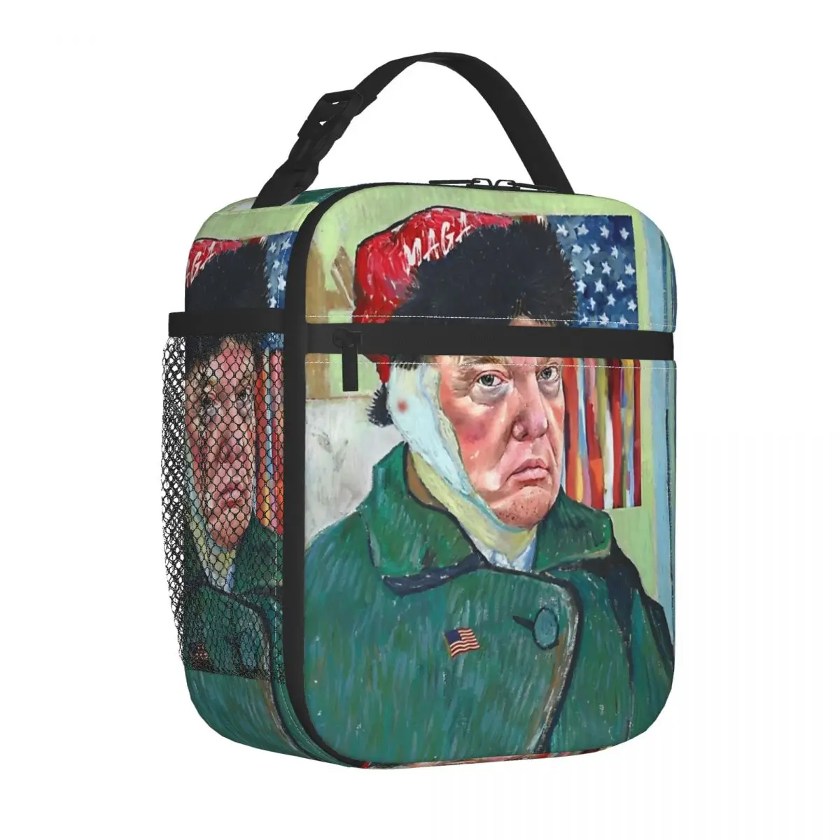 Insulated Lunch Boxes Donald Van Trump Self Portrait Product Funny Meme Lunch Food Box Harajuku Cooler Thermal Bento Boxl