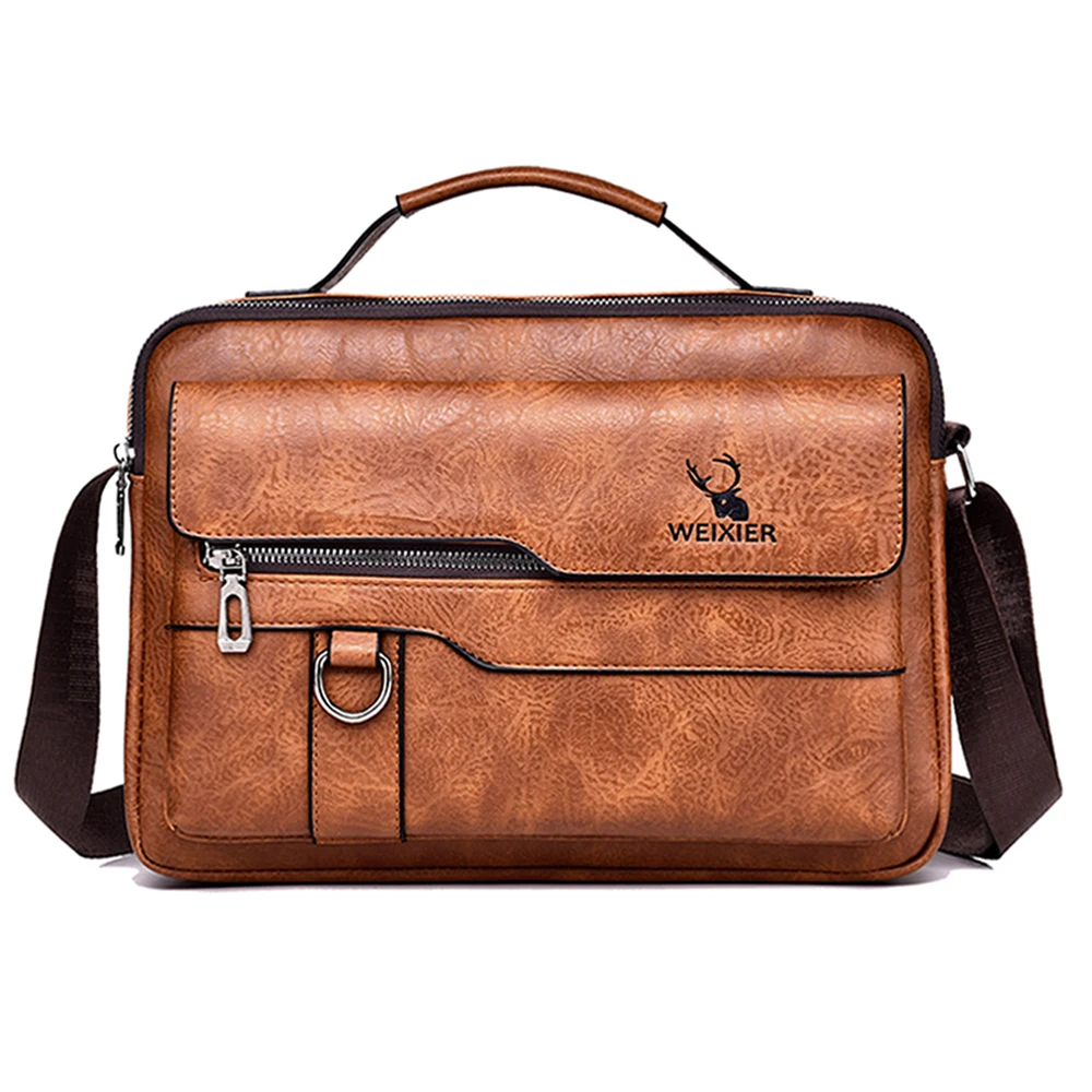 Men Cross body Messenger Bag Handbag Business Briefcases Laptop Retro Office PU Leather Male Top Handle One Shoulder Bag