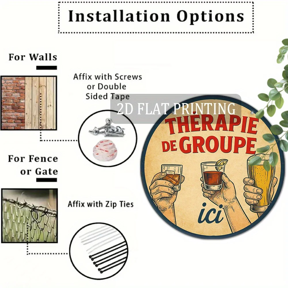 مسطح ثنائي الأبعاد - 20.32 سم علامة اقتباس العلاج المجموعة الفرنسية العتيقة - ديكور جدار البيرة والنبيذ الرجعية للمطبخ، البار، غرفة الألعاب، للرجل Ca