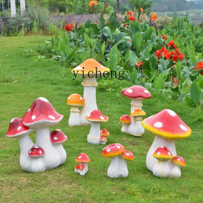BJ-12  outdoor courtyard garden simulation resin mushroom sculpture ornament garden landscape green plant decoration small