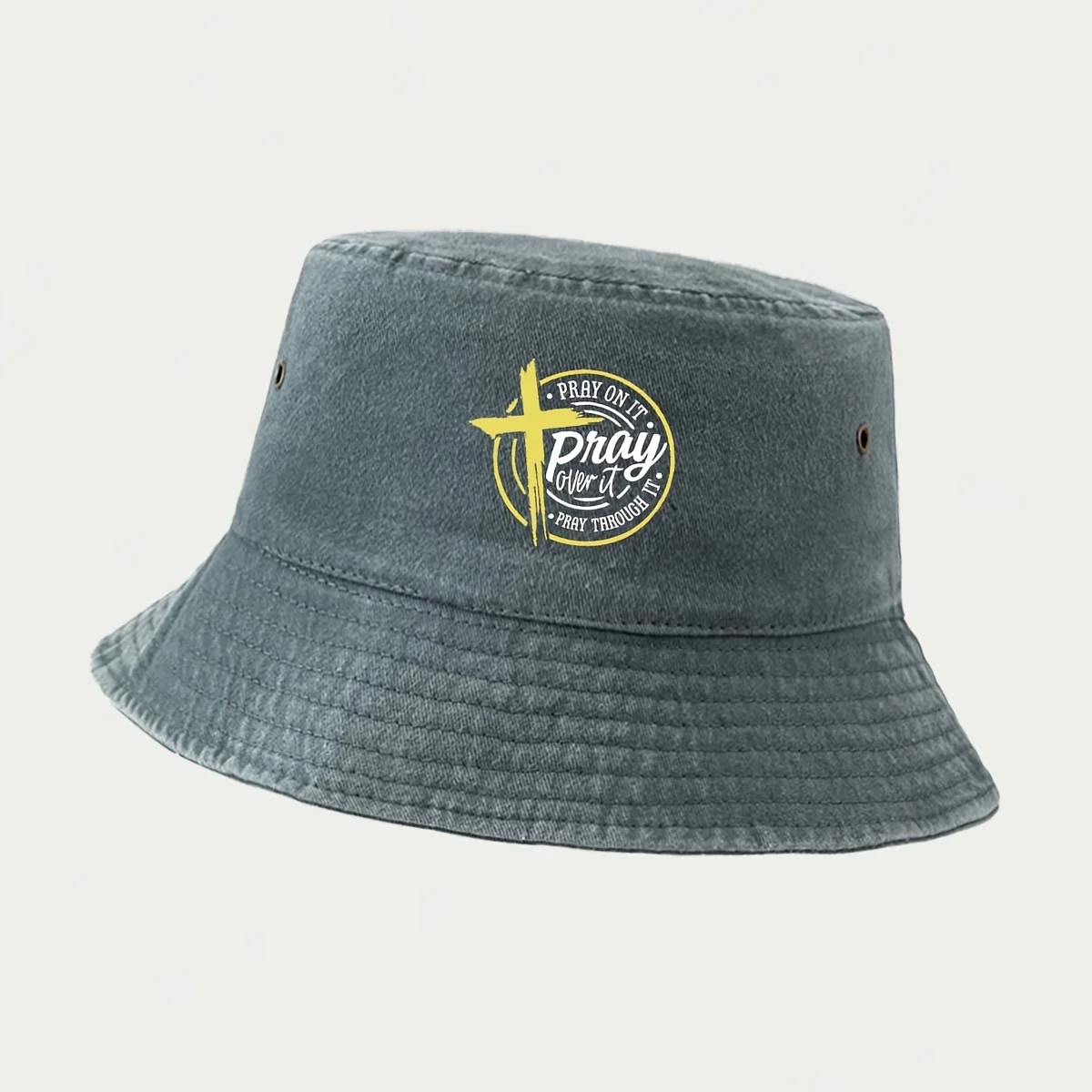 This Is a Fisherman Hat with Faith Prayer Cross Pattern, Outdoor Dining Camping Matching Casual Hat All Seasons Lightweight Fold