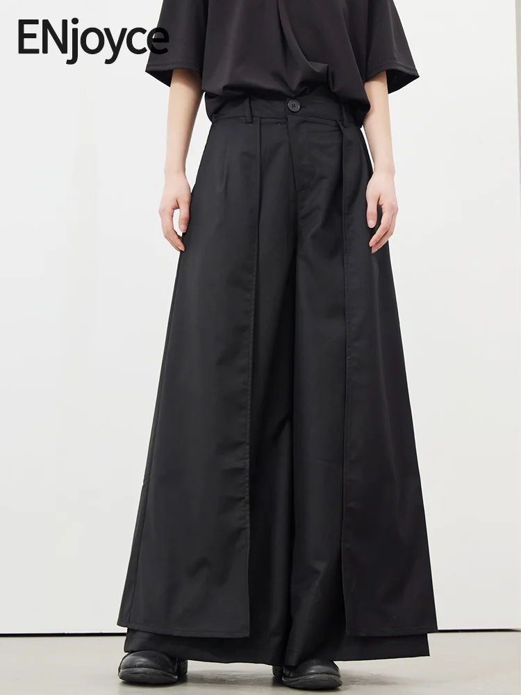 

2024 Spring Summer Women Yamamoto Diablo Wide Leg Skirt Pants High Waist Baggy Pants Dark Style Loose Trousers Y2K Streetwear