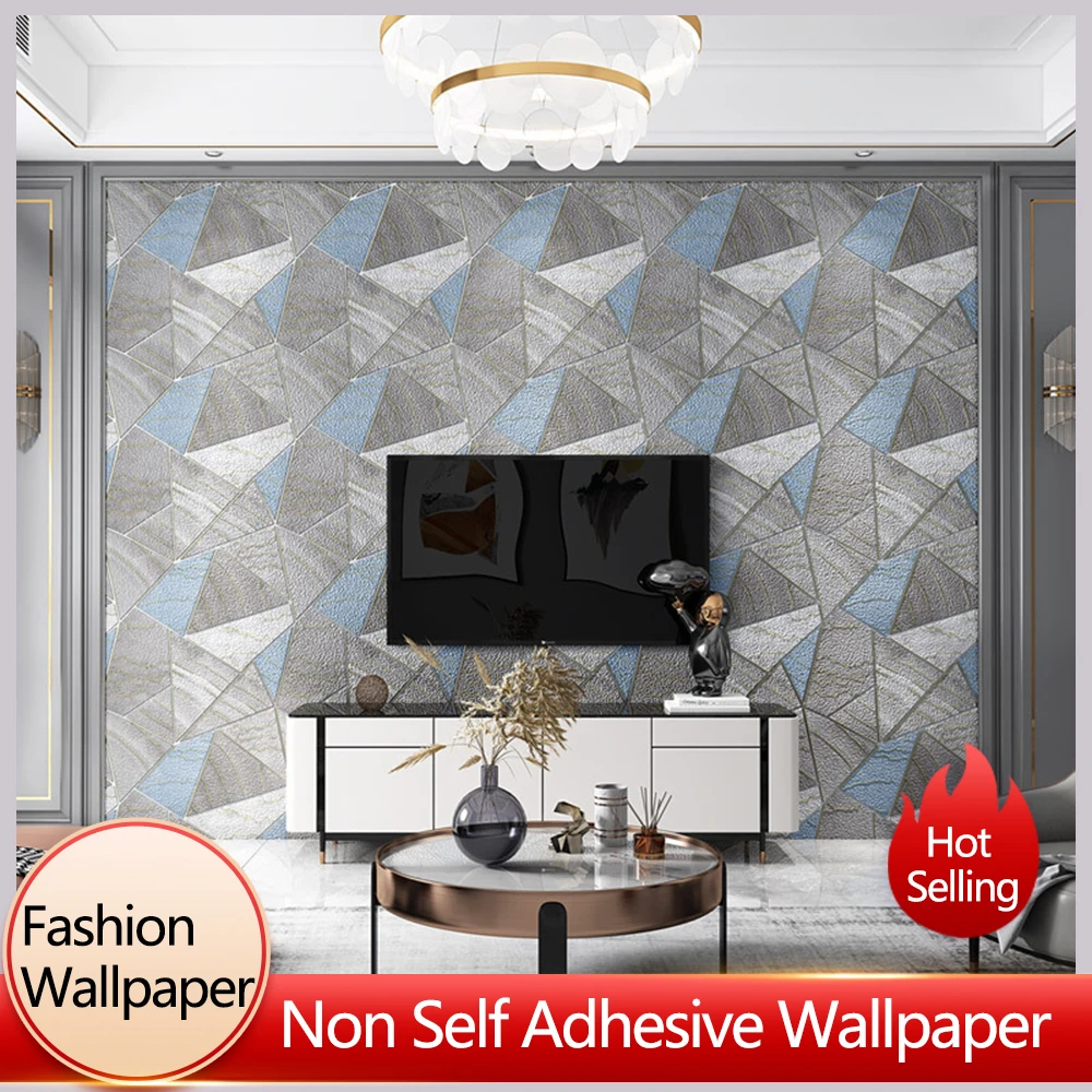 

9.5M New Deerskin Velvet Geometric Pattern Wallpaper Modern Simple TV Background Wall Living Room 3D Embossed Wallpapers