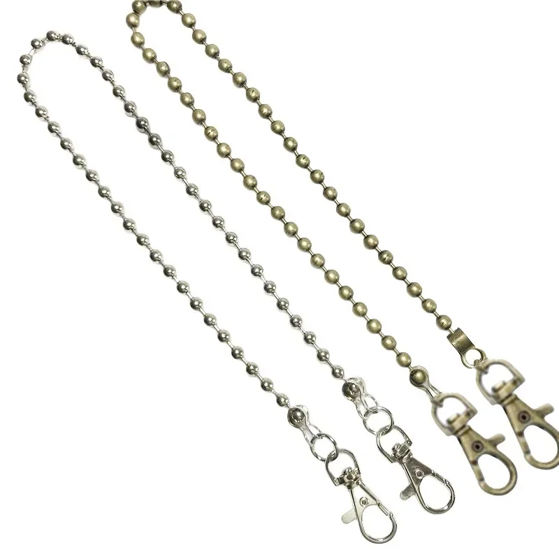10PCS 50-120cm Metal 6mm Bead Chain Bag Accessories DIY Shoulder Slant Crossbody Bag Hardware Lobster Clasp Chain Accessories