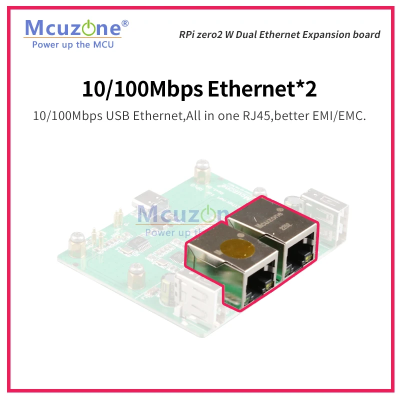 Ethernet Dual y placa principal USB para RaspberryPi zero/zero W, zero2 W, concentrador USB RJ45 Hat, alimentado por USB tipo C, sonda dorada