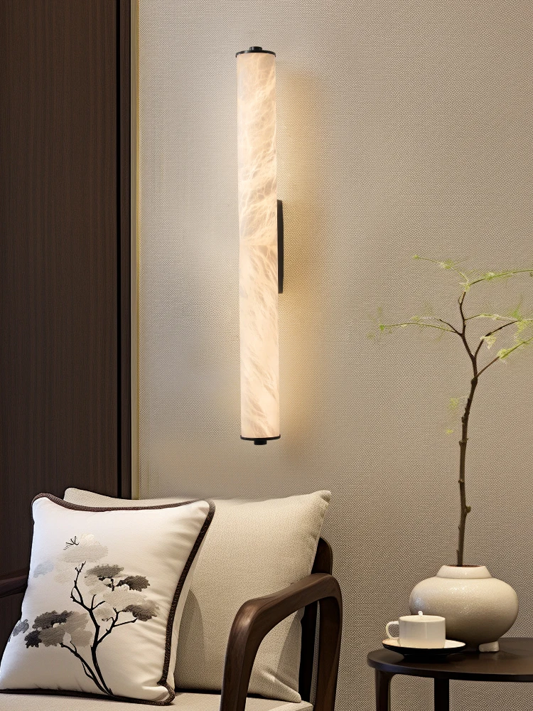 2026 2025 Full Copper Spanish Natural Snowflake Marble LED Wall Lamp Modern Light Luxury Living Room Bedroom Bedside Balcony Lig