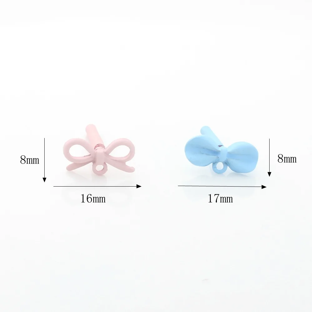 10pcs Cute Alloy Spray Paint Bow Tie Candy Color Stud Earrings Connector Ear Studs for Women Girls Needle Jewelry Accessories