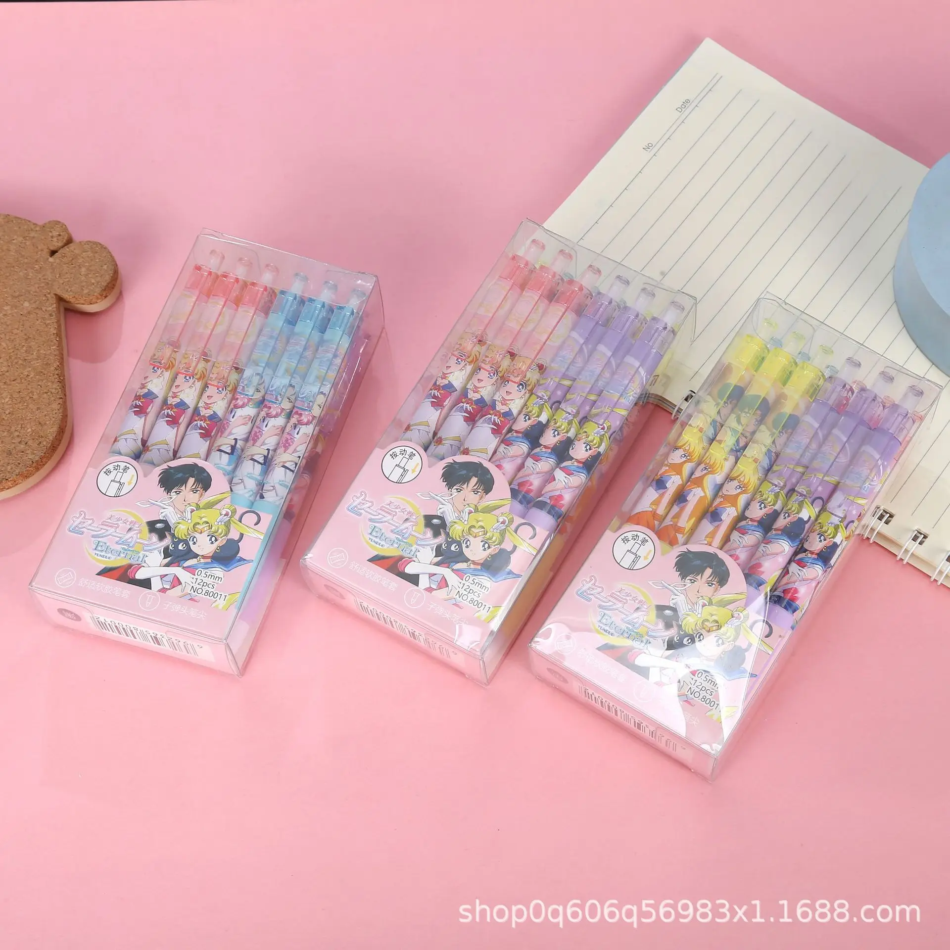 Sailor Moon Black Press Gel Pen Writing Student Bullet Ballpoint Pens Cute Cartoon Stationery Pens Study Office Supplies Gift