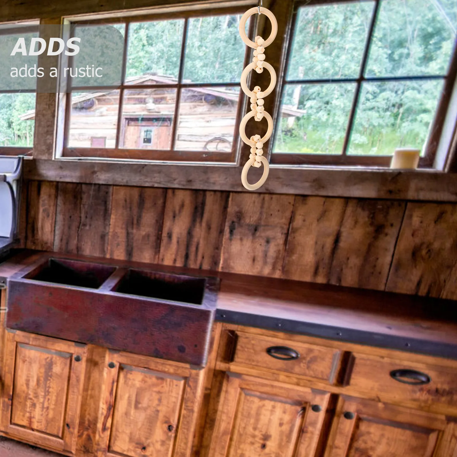 

Natural Wood Chain Art Bohemian Wooden Link Chain Decor Style Bedroom Decor Wooden nament Rustic Craft