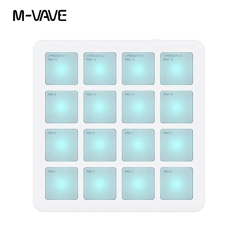 M-VAVE SMC PAD Pocket Pad Portable Wireless MIDI Controller 16 Pads Suitable Percussion Keyboard USB-C Interface Tools