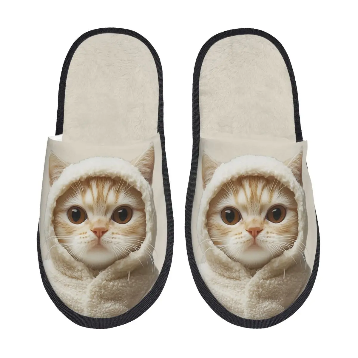 Custom Cute Cat Memory Foam Slippers Women Comfy Warm House Slippers