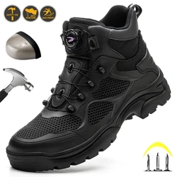 High Quality Rotary Buckle Men for Work Safety Steel Toe Shoes Men Breathable Indestructible Shoes Puncture-Proof Work Boots