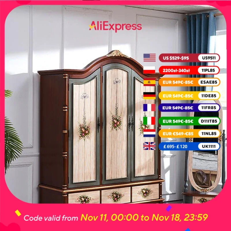 

Nordic Vintage Wood Wardrobes Orgnizer Aesthetic Wooden Bedroom Wardrobes Clothes Display Drawer Guarda Roupa Furniture Home