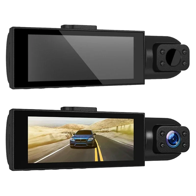 Triple Camera Car Dashcam with 4K Front Lens, High Resolution Features, Face Recognition, and Collision Warning Systems