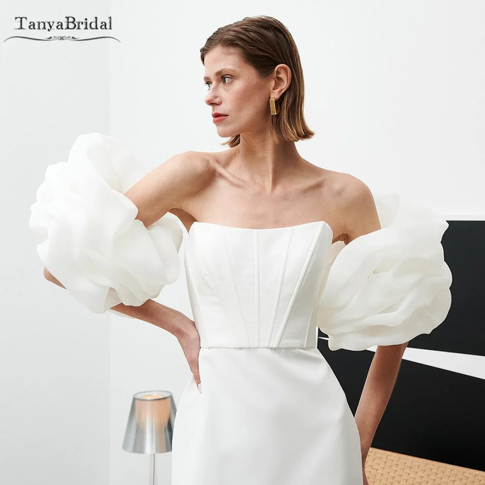 

Organza Satin Puff Removeable Wedding Sleeves Cascade Dreamy Fashion Party Gloves DG137