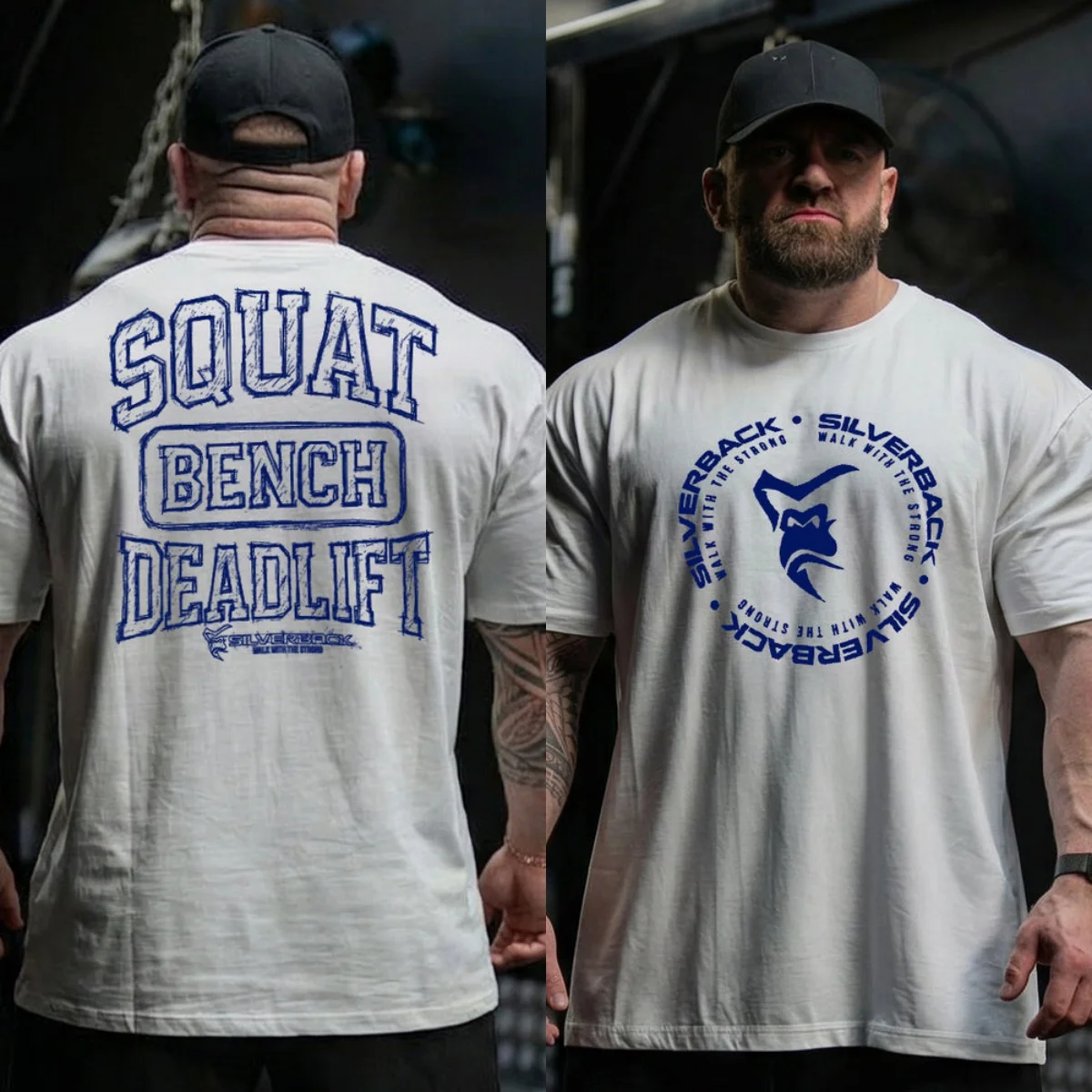 Squat Bench Deadlift Statement Silverback GYM Fitness Training Trend Brand Graphic T-Shirt Cotton Men Women Streetwear Tee