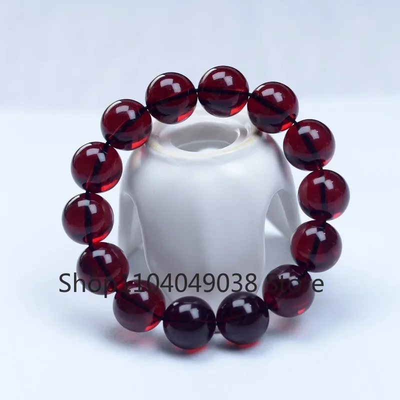 10-20mm Natural Red Amber Bracelet Jewelry for Woman Lady Man Love Gift Wealth Crystal Clear Round Beads Stone Strands AAAAA