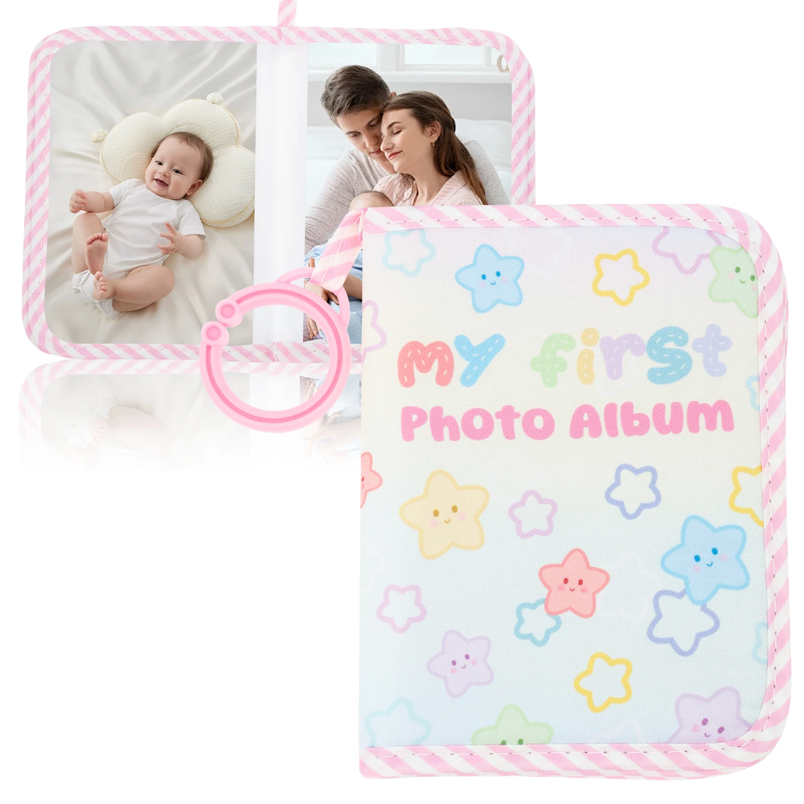 Baby Photo Album Soft Baby Book First Year Baby Photo Book Safe Mirror Family Memory Book For Newborns Photo Albums Cloth Book