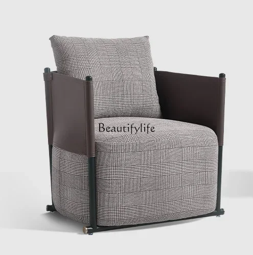 

LX*Cotton and linen sofa chair, living room household Italian minimalist small apartment, lazy leisure single sofa