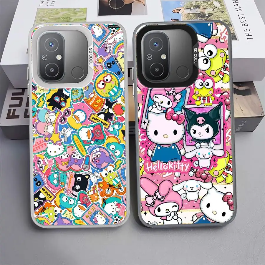 Casing untuk Xiaomi Redmi 14C 12C 10C A1 A2 Plus 9T A5 K60 9C 13C Penutup Belakang Ponsel Lucu H-elloS K-ittyS Kuromi