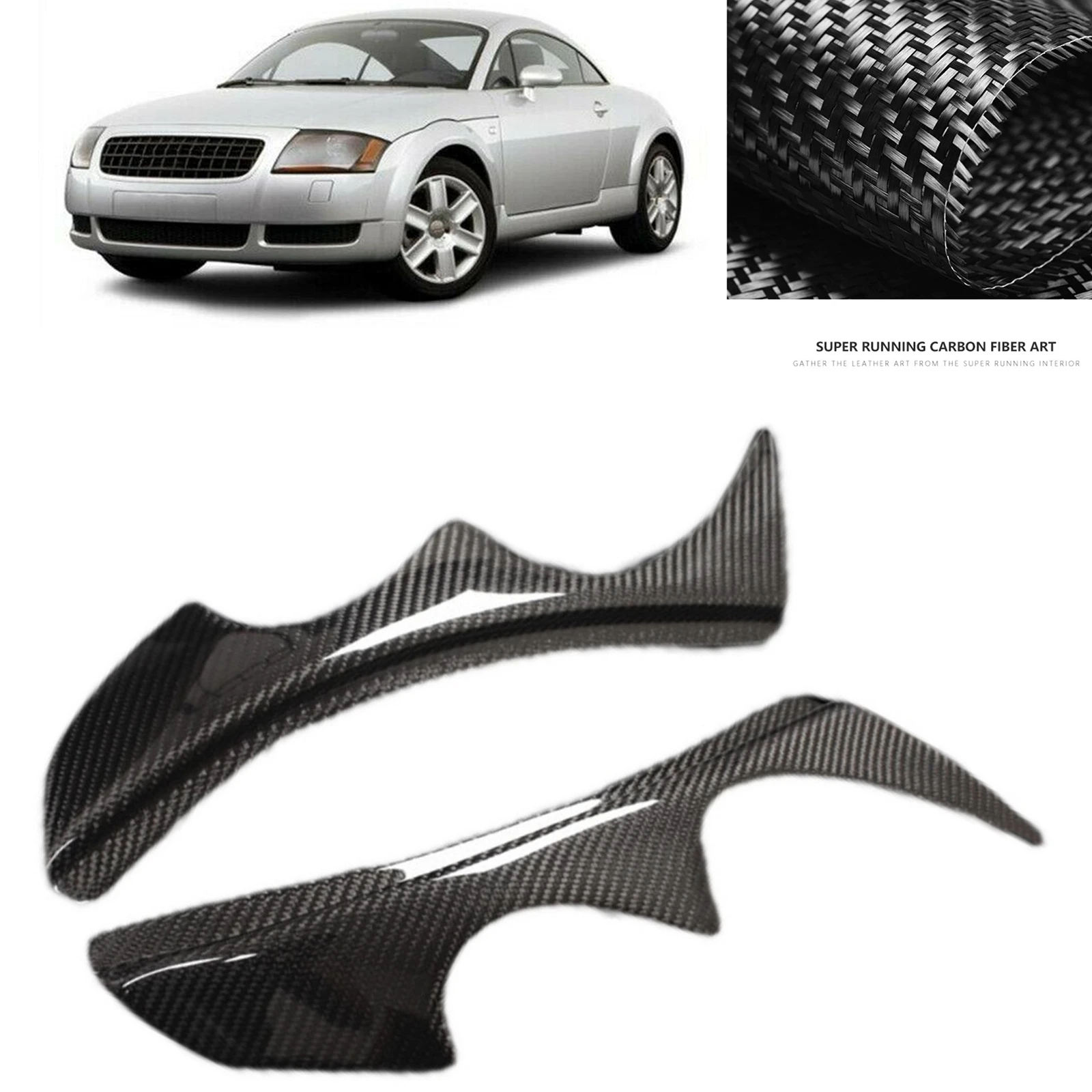 

Headlamp Eyebrow For Audi TT Mk1 Coupe Roadster 1998-2006 Carbon Fiber Headlight Eyelid Front Head Light Lamp Cover Brow Trim