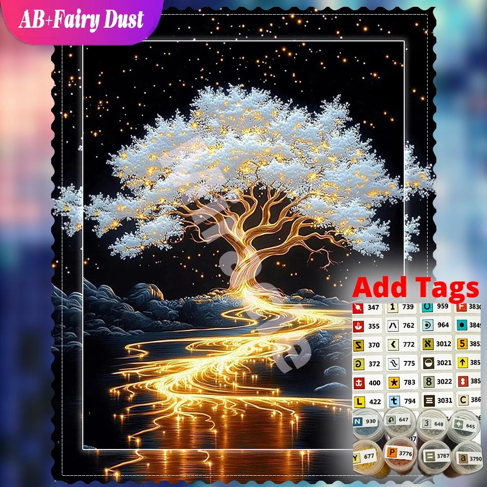 Wall Decor Lighting Tree - Pintura de diamantes 5D Fairy Dust