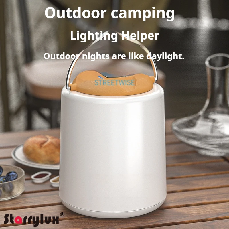 High Brightness Warm Light Camping Lantern USB Rechargeable with Battery Display Wide Beam Hook Design