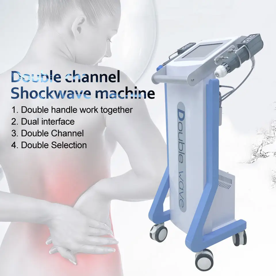 Double Channel ESWT Physical Therapy Shock Wave Equipment Pain Relief ED Treatment Body Massage Shockwave Device