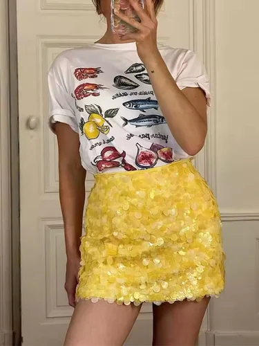 Imagen 2 del producto Minifalda Sexy de lentejuelas para mujer, falda ajustada a la moda para fiesta a la cadera, faldas cortas para mujer, falda brillante para Club callejero de verano 2025