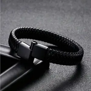 Open Retro Leather Bracelet For Men, Manual Leather Cord Multitaman Fabric, Gift for Outdoor Sports 8 Main Sales Men's Leather Blouse - №4