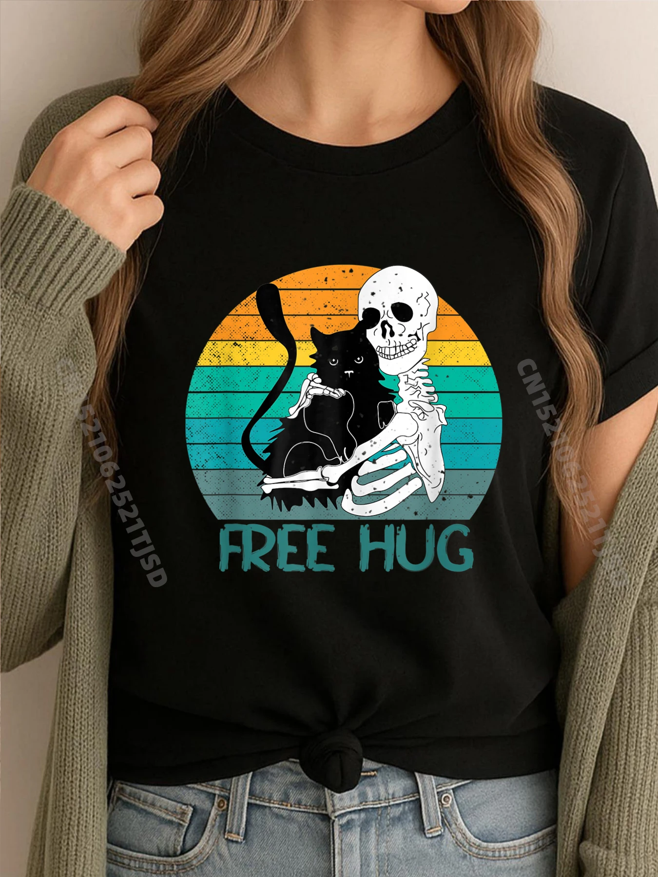 

Хэллоуин Кот Скелет Забавный Кот Готический Гранж Пастельная Гот Серая Рубашка Графическая Футболка Женские Футболки