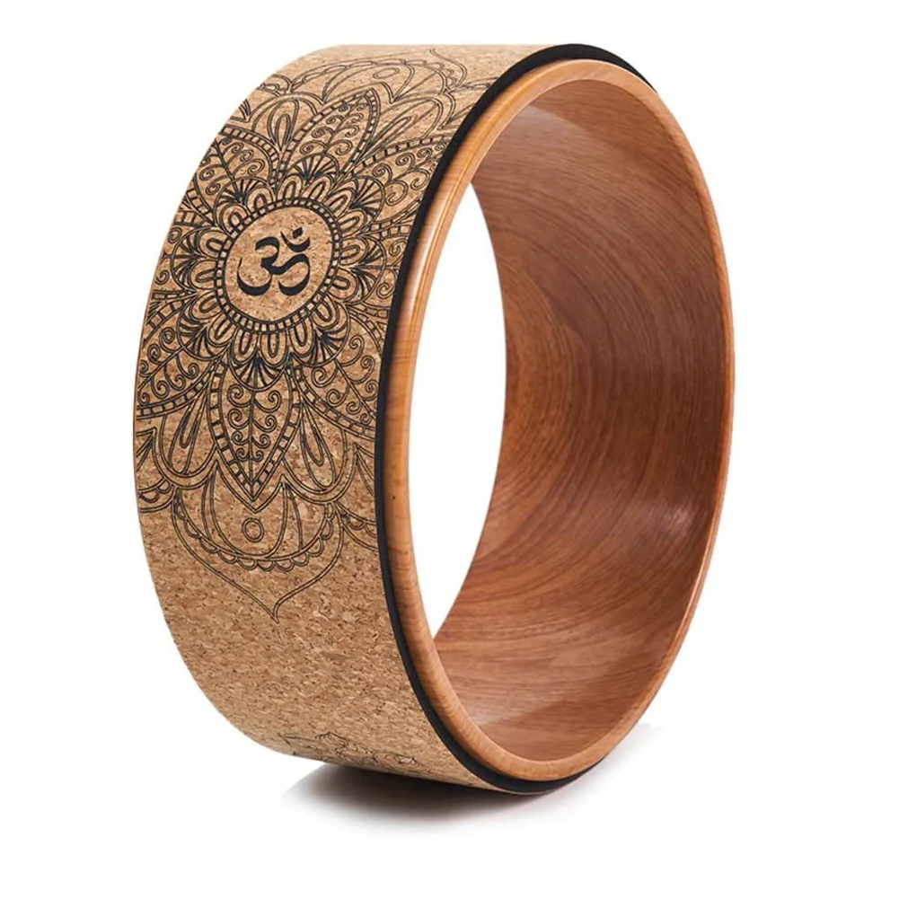 

Cork Yoga Wheel for Yoga Poses and Backbends Inversions Wood-Effect and Print, Yoga Prop Wheel